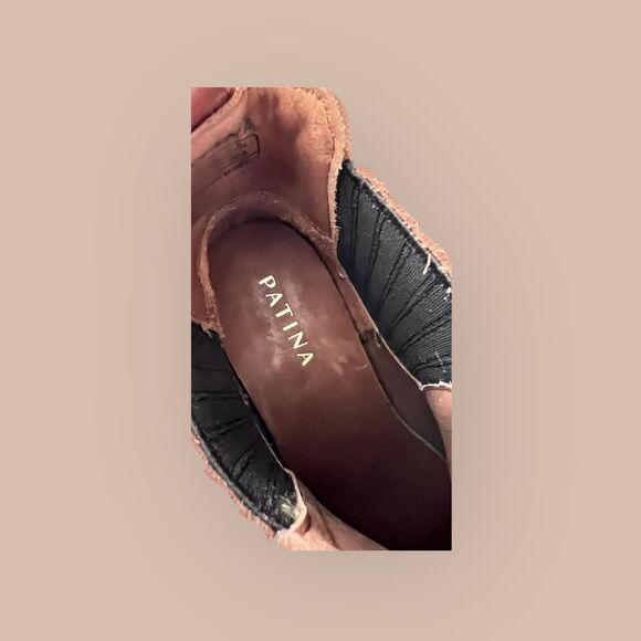 Patina Portland Leather Dakota Western Ankle Boots Pointed Toe Cognac - Picture 6 of 6